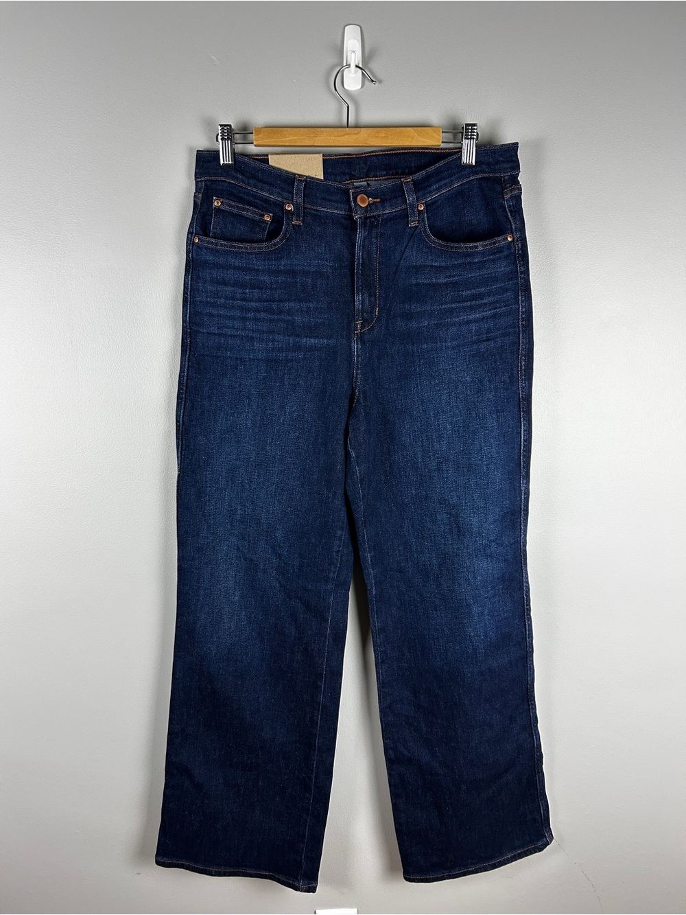 L.L. BEAN NWT Everyday‎ Wide Leg Jeans 14 High Rise Stretch Dark Wash